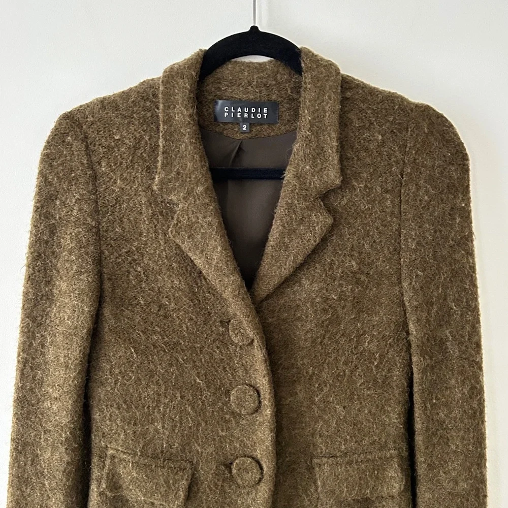 Claudie Pierlot Olive Green Mohair Jacket